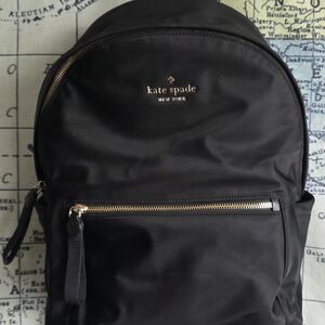 kate spade Black Nylon Backpack with Gold Hardware